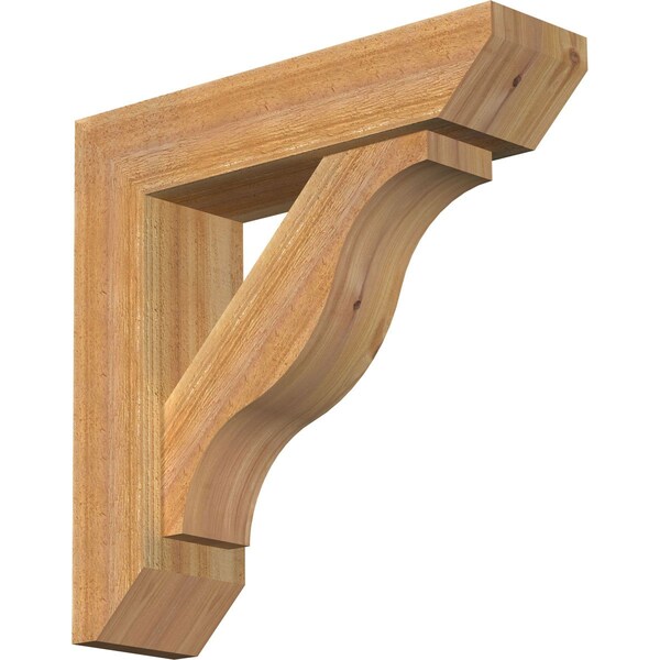 Ekena Millwork Funston Slat Rough Sawn Bracket w/ Offset Brace, Western Red Cedar, 6"W x 22"D x 22"H BKT0604X22X22FST06RWR - main